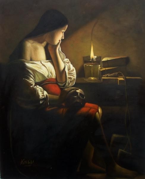 Precio especial pintura al óleo La obra maestra de La Tour_María Magdalena ma456, Cuadro, Pintura al óleo, Retratos