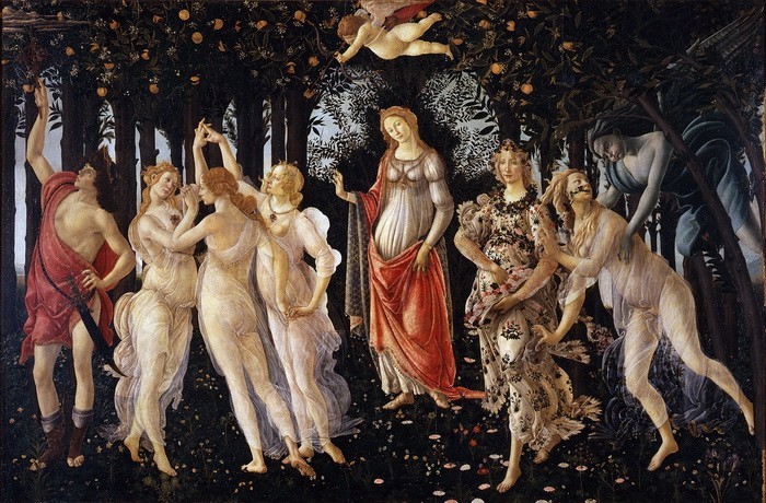 Oil painting Botticelli's masterpiece_Spring (Primavera) MA244, painting, oil painting, portrait