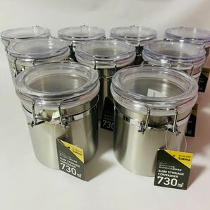 パール金属　サティーナ 18-8ステンレス製ロック式スリム保存容器　730ml　HB-3797　9個セット　未使用品　本体に細かい傷多数あり