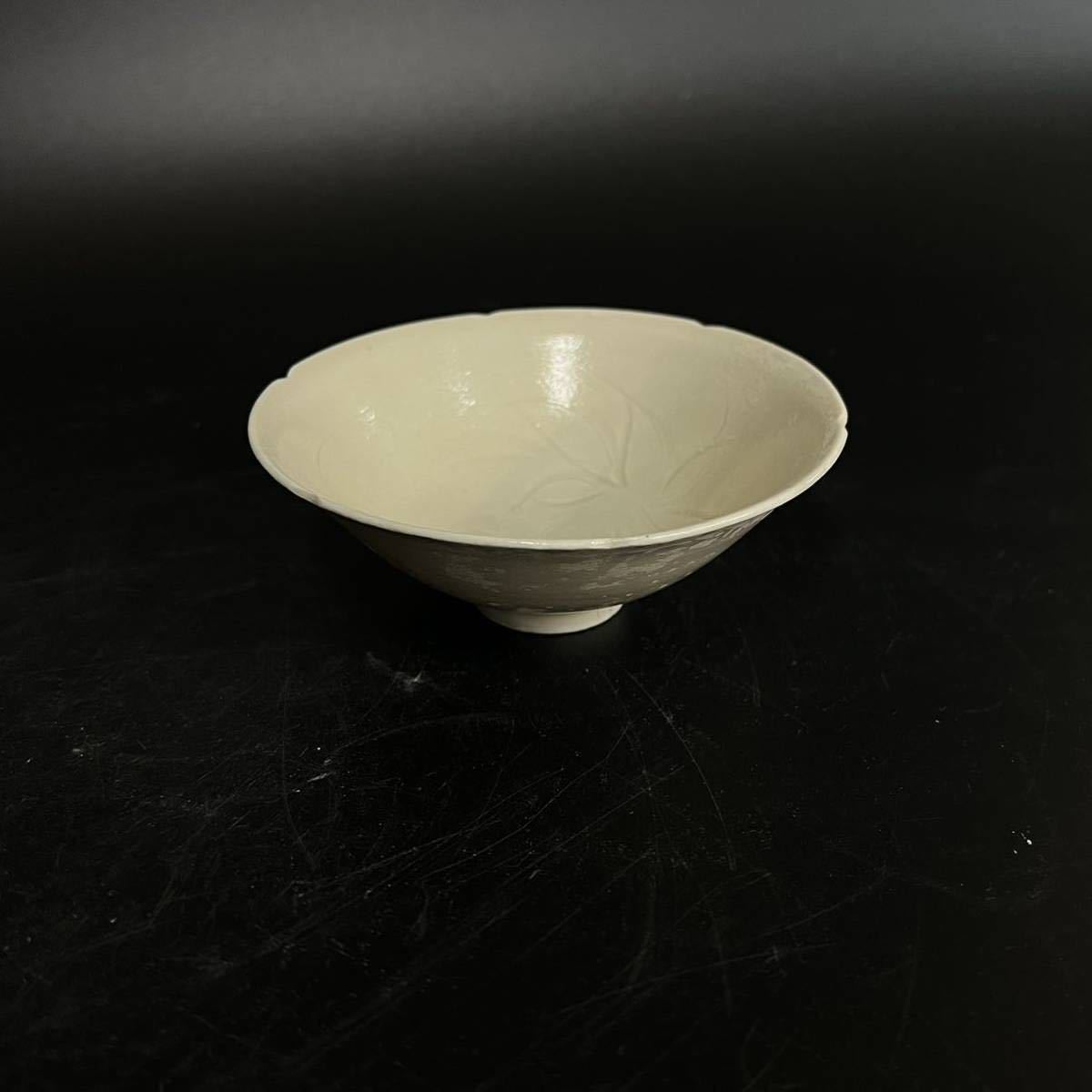 中国宋定窯白磁茶碗古美術古玩-