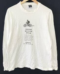 PORTER BICYCLE STYLE ロングスリーブ Tシャツ ロンT 白 吉田カバン ポーター バイシクルスタイル 古着 SIZE：M■0824T