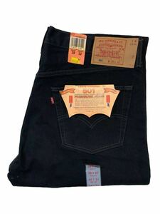 デッドストック 90s Levi’s 501 ブラック 後染め W38 L32 MADE IN USA フラッシャー付き サイド割り縫い