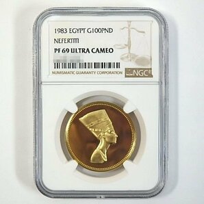 ★1983年 エジプト 100ポンド金貨 NEFERTITI NGC PF69 ULTRA CAMEO 完全未使用品プルーフ★の画像1