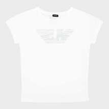 EMPORIO ARMANI エンポリオ アルマーニ LOGO MANIA ロゴ マニア クルーネック Tシャツ レディース 54125540 ホワイト M_画像1