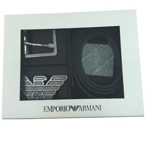 ▼▼ EMPORIO ARMANI エンポリオアルマーニ リバーシブルベルト 付け替えバックルセット ブラック 内箱傷あり 目立った傷や汚れなし