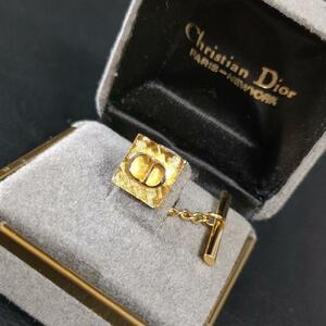 【極美品】Dior　ディオール　タイピン　タイタック　ゴールド　CDロゴスクエア