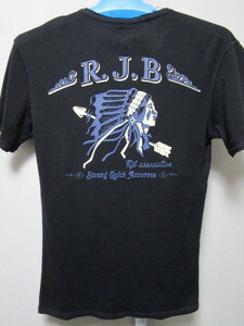 大特価！定価15000円！新品！THE FLAT HEAD R.J.B ＶネックＴシャツ・36（日本製フラットヘッドRJBインディアンINDIOプリント半袖Ｔシャツ