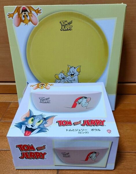 トムとジェリーの食器 プレートイエローとボウルピンク