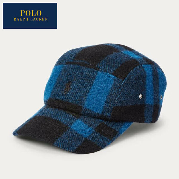 未使用! POLO RALPH LAUREN Plaid Wool-Blend Twill Five-Panel Cap ポロ ラルフローレン ウールブレンドチェックキャップ ウールキャップ