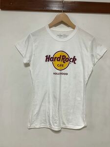 る1187 Hard Rock CAFE ハードロックカフェ 半袖Tシャツ ロゴTシャツ M ホワイト 小さめ タイト