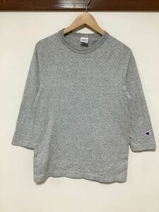 あ1299 USA製 Champion チャンピオン T1011 ７部袖Tシャツ ７部袖カットソー S グレー アメカジ