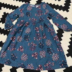  sending 185 beautiful goods Rige .-ruriziere Kids One-piece 130botanikaru nappy cotton 100%pi- cook blue blue flower simple natural girl . dress party 