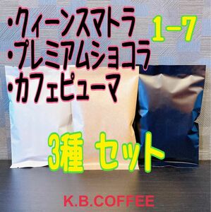 1-7 飲み比べ 3種セット自家焙煎 ※説明文を必ずご確認下さい