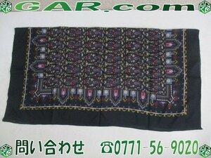 LY69 OMU KAWABE/オクカワベ スカーフ バンダナ 85×85cm 大判 ショール 毛100％ 黒 柄 クリックポスト185円