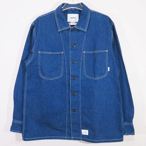 WTAPS ダブルタップス 20SS MINE LS/SHIRT.COTTON.DENIM 201BRDT-SHM03 マイン ロングスリーブ シャツ コットン デニム インディゴ 長袖 YX