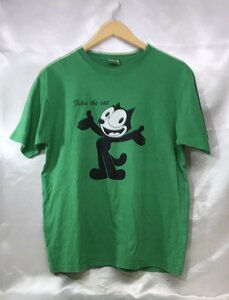 古着 FELIX フィリックス FELIX the cat キャラクター プリント 半袖 Tシャツ サイズL グリーン