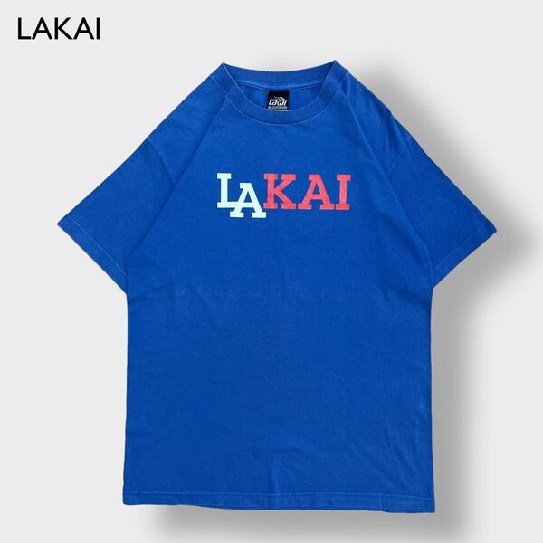 【LAKAI】USA製 ロゴ Tシャツ バックプリント 99 ナンバリング スケボー ラカイ ブルー M US古着