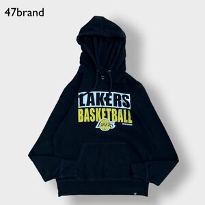 【47brand】NBA Los Angeles Lakers レイカーズ プリント プルオーバー フーディー スウェット 古着