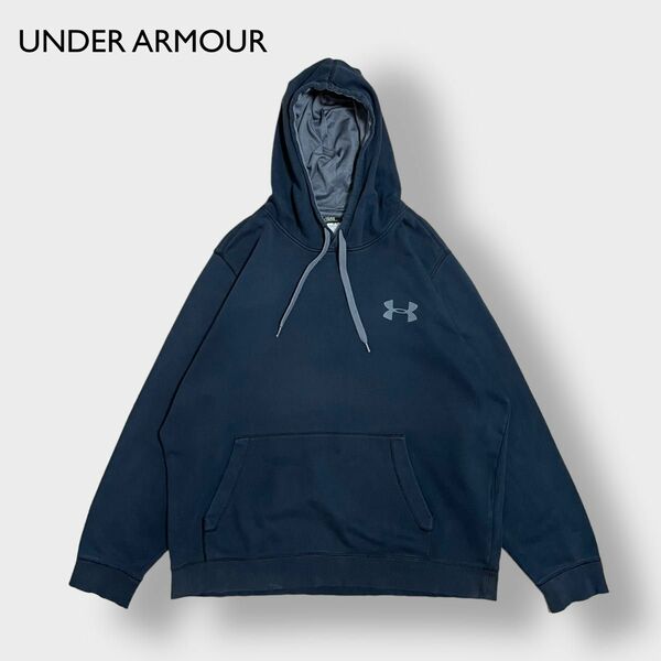 【UNDER ARMOUR】ワンポイント ロゴ パーカー プルオーバー スウェット XL ビッグサイズ アンダーアーマー 古着