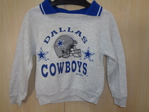 b886◆90s NFL DALLAS COWBOY 襟付きスウェット キッズ◆杢グレー 裏起毛 93年コピーライト付 アメフト トレーナー ゆうパケット発送5H_画像1