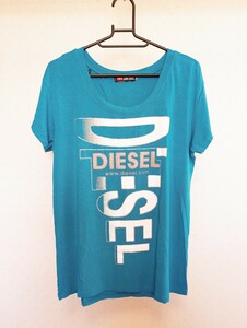 DIESEL■■ディーゼルロゴ刺繍＆プリントＴシャツ Lサイズ used