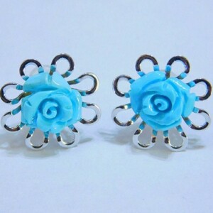  turquoise ( rose carving ) earrings 
