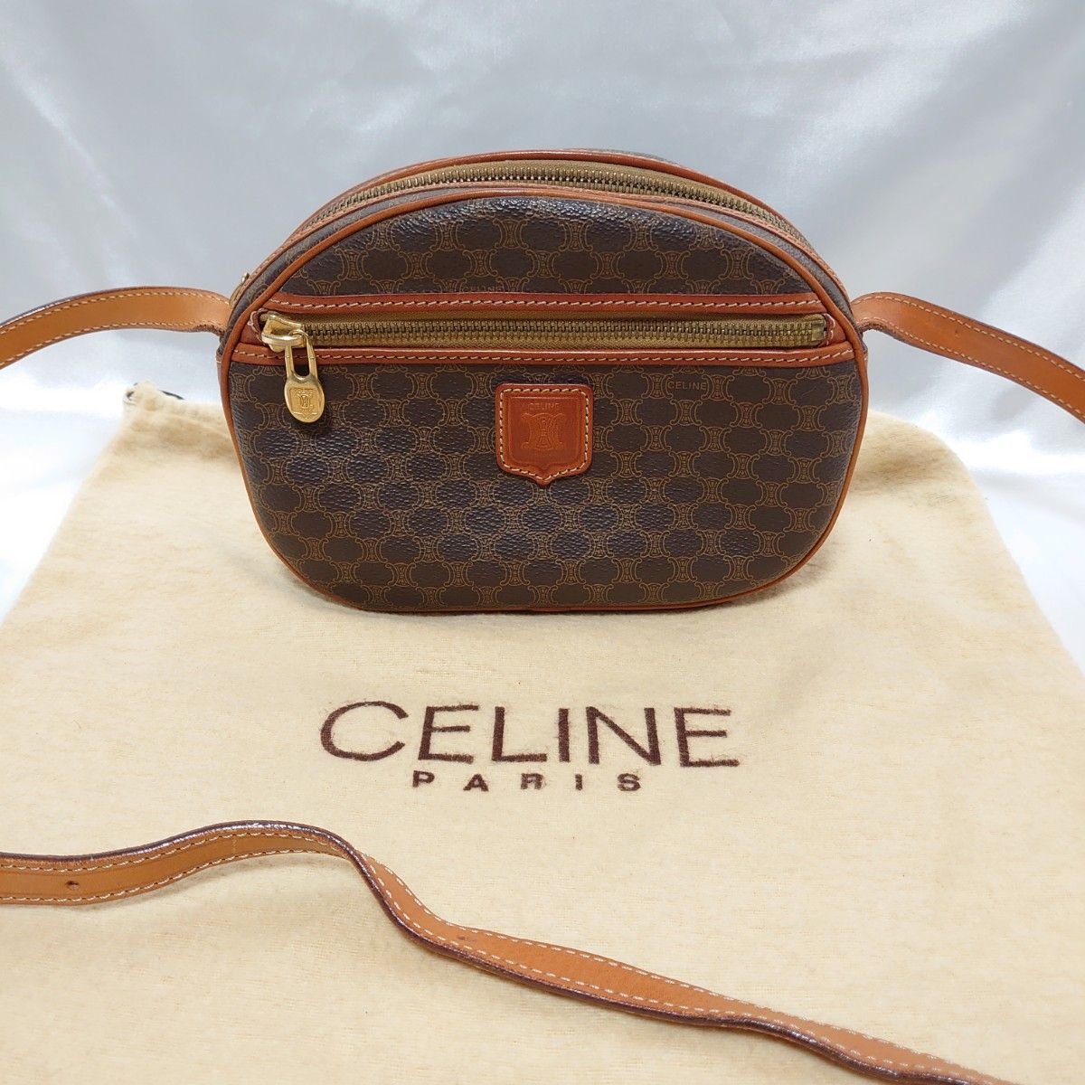 極美品 CELINE マカダム柄 ミニショルダーバッグ ポーチ ポシェット