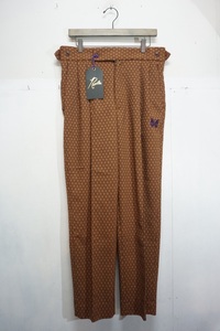 美品22AW NEEDLESニードルズ PE/R/PU Geometric Jaquard Tucked Side Pants ジャガード タック トラウザー パンツ LQ212 茶809N▲