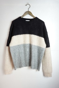 極美品 正規 22AW ATELIER BETON アトリエベトン MOHAIR MULTI BORDER KNIT モヘア マルチ ボーダー ニット セーター 黒白 3 本物 625N▲