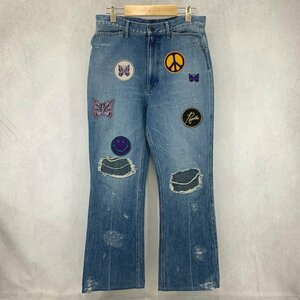 美品 Needles ニードルズ Assorted Patches Boot-Cut Jean ブーツ カット ジーンズ KP140 デニム パンツ インディゴ S メンズ ワッペン