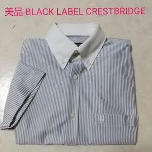 美品 BLACK LABEL CRESTBRIDGE クレリック 半袖シャツ バーバリーブラックレーベル クレストブリッジ 