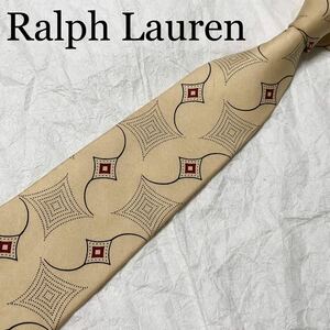 ■美品■Ralph Lauren ラルフローレン　ネクタイ　総柄　シルク100% ベージュ