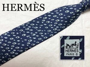 # прекрасный товар #HERMES Hermes галстук общий рисунок шелк 100% Франция производства оттенок голубого 