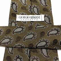 GIORGIO ARMANI cravatte ジョルジオアルマーニ　ネクタイ　総柄　シルク100% イタリア製　幅広　ブラウン_画像6