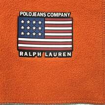 ■美品■ Polo JEANS ポロジーンズ　フリースマフラー　リバーシブル　星条旗　オレンジ×グレー_画像2