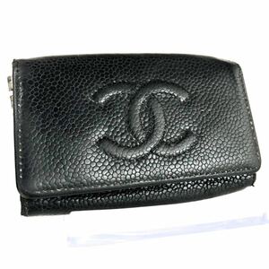 CHANEL シャネル　キャビアスキン キーケース　6連　レザー　ブラック　ゴールド金具　シリアルシール　ブティックシール