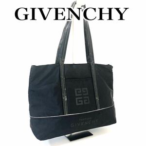 GIVENCHY ジバンシィ　トートバッグ キャンバス×レザー　ブラック　ロゴ　シルバー金具