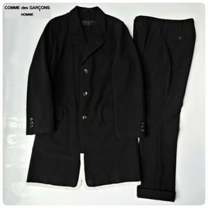  супер редкостный 99SS COMME des GARCONS HOMME Comme des Garcons Homme 2WAY высший класс тропический шерсть кромка отделка Пальто Честерфилд костюм сверху /M+ внизу /L прекрасный товар 