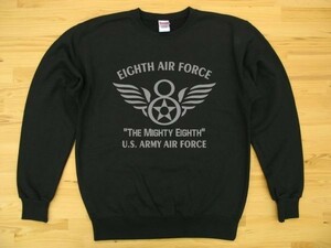 8th AIR FORCE 黒 9.7oz トレーナー グレー L スウェット U.S. ARMY AIR FORCE the mighty eighth