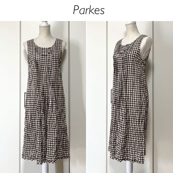 【日本製】parkes ギンガムチェック ノースリーブワンピース