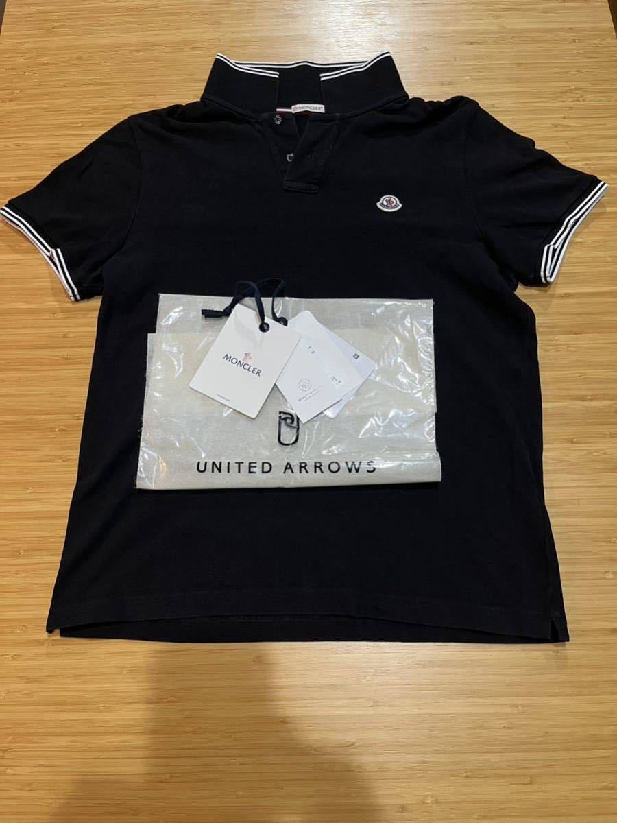 美品!MONCLER 半袖ポロシャツ ワンポイント袖ロゴワッペン グリーン緑