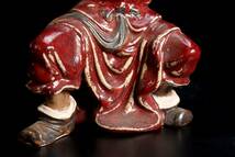 。◆錵◆ 中国美術 陶磁製 武人像 20cm 人形 唐物骨董 [P142.2]OU2/23.8廻/TA/(80)_画像3