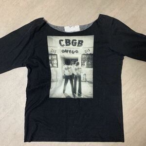 【日本製】agnes.b 5分袖 フォト Tシャツ アニエスベー サイズ2 M相当 ブラック 黒 GODLIS CBGB バウリー ニューヨーク NYC ゴドリ