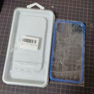 2308059 iPhone Xs ケース/iPhone X ケース スマホカバー スマホケース アルミフレーム 背面ガラス 強化ガラス 青色 ブルー