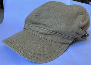 ★中古 可愛い★grace hats グレースハット レーヨン 麻 リネン ワークキャップ キャスケット ハンチング 帽子 ミリタリー アメカジ カーキ