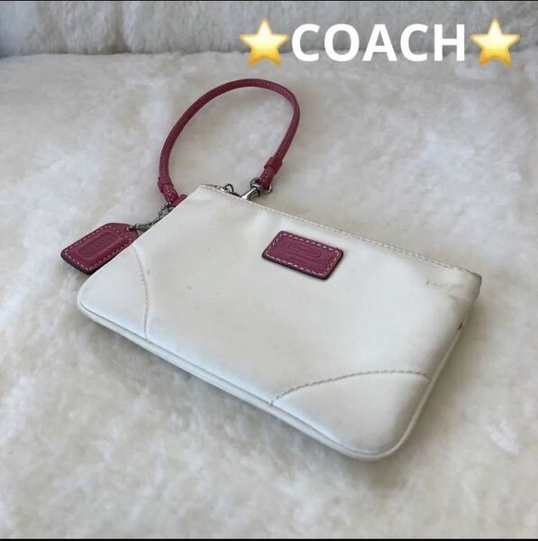 ☆COACH☆ コーチ ホワイト＆ピンクが可愛い ミニバッグ ポーチ ウォレット