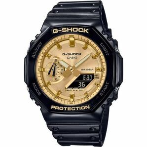 送料無料 セール★新品 カシオ正規保証付き★G-SHOCK GA-2100GB-1AJF ゴールド色文字盤 メタリックブラック 薄型 カシオーク メンズ腕時計