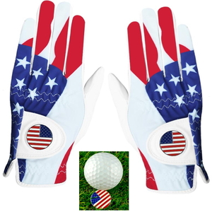 USAグローブ左右 MLサイズ 26～27サイズ 両手グローブ USAマグネットマーカー付 通気性抜群。グリップ力抜群のゴルフグローブ ゴルフ手袋