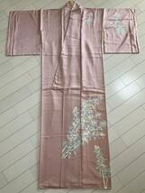 ■E1974■中古■正絹綸子■灰梅色　花模様　袷　訪問着■丈160　裄62　_画像6