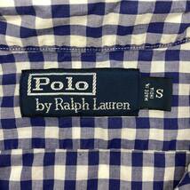 POLO RALPH LAUREN ギンガムチェック エポレット付 半袖シャツ ネイビー インド綿 Sサイズ ポロラルフローレン 紺タグ オールド 3070472_画像4